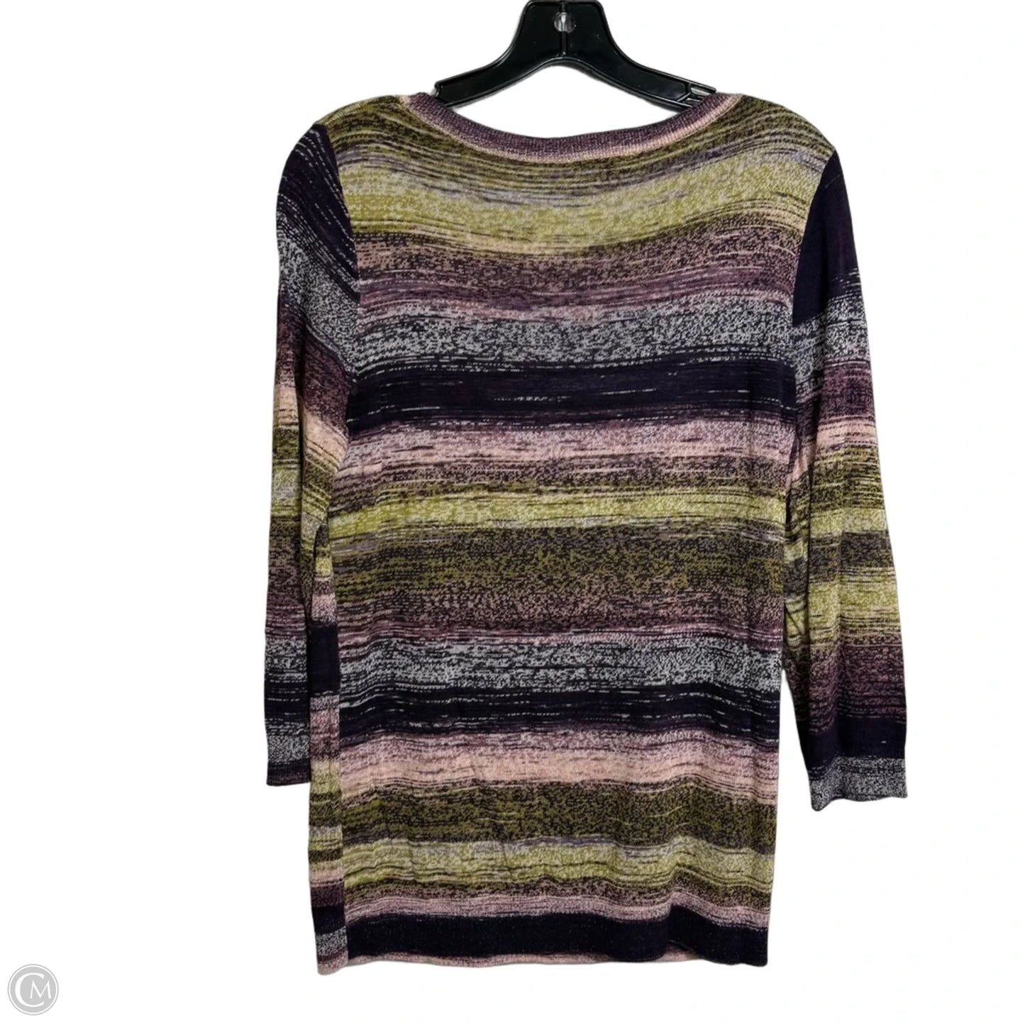 Top Long Sleeve Basic By Loft In Green & Purple, Size: L