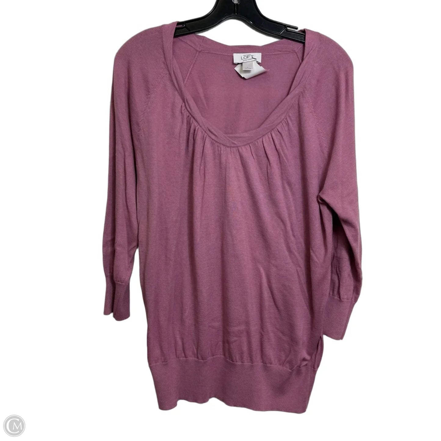 Top Long Sleeve Basic By Loft In Pink, Size: L