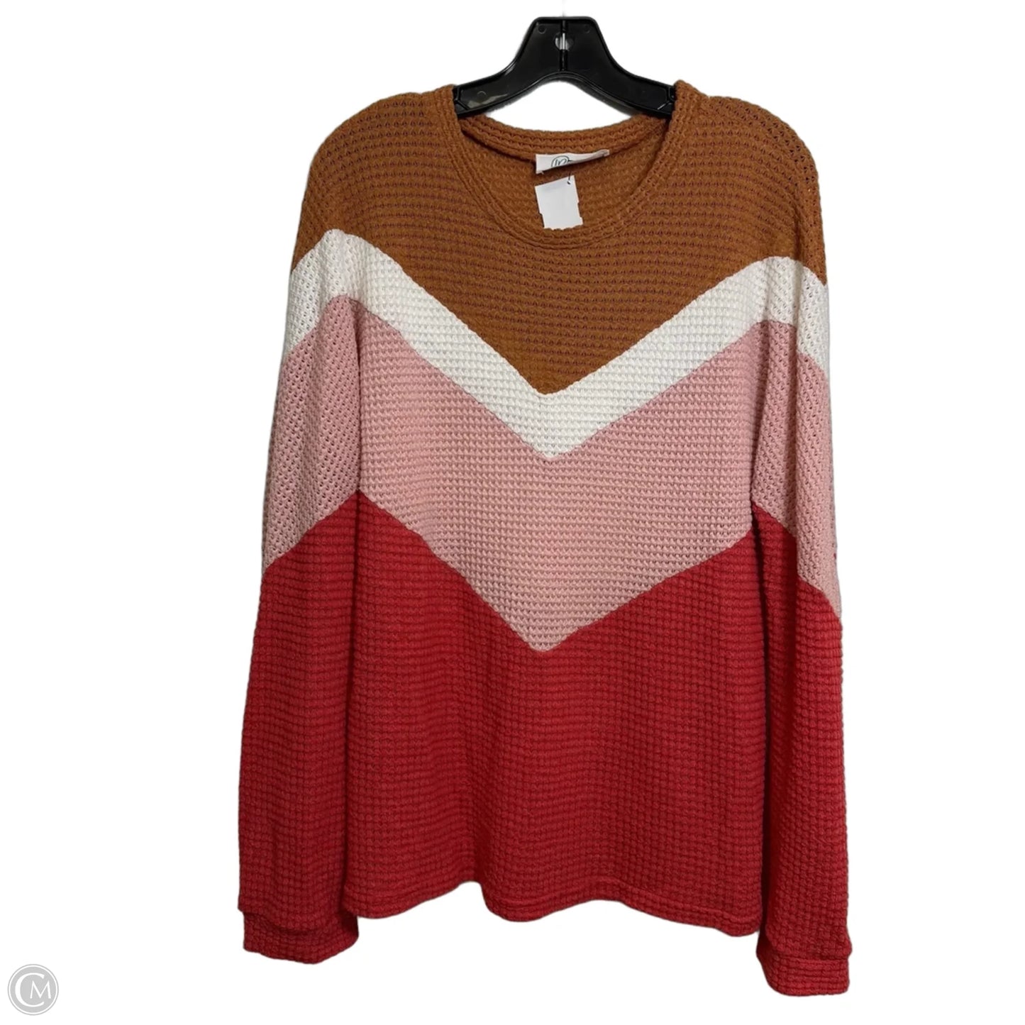 Top Long Sleeve Basic By Clothes Mentor In Pink & Tan, Size: L