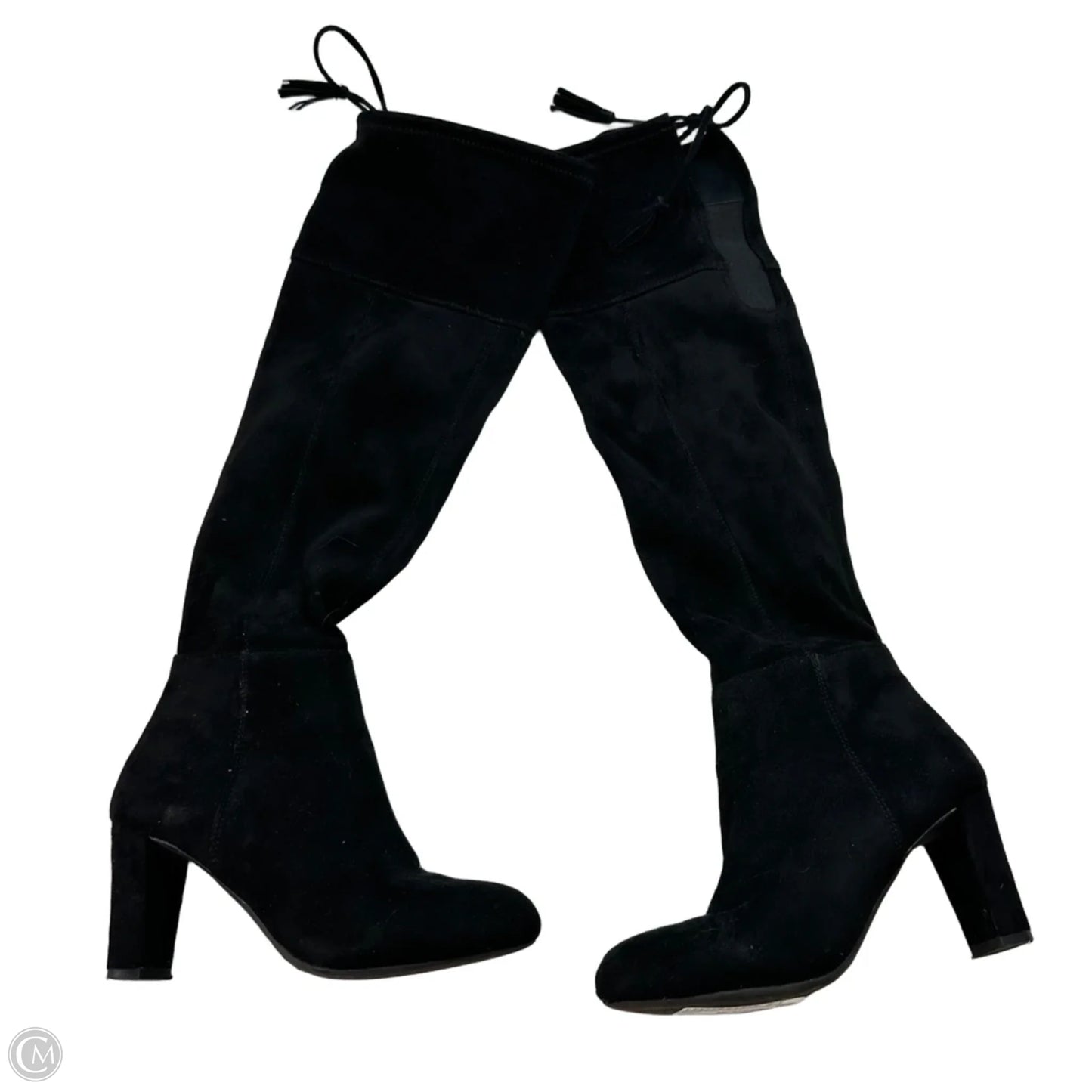 Boots Knee Heels By Clothes Mentor In Black, Size: 5
