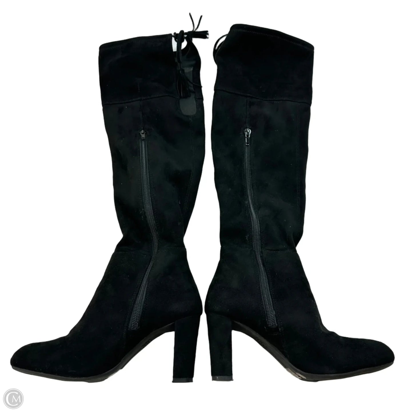 Boots Knee Heels By Clothes Mentor In Black, Size: 5