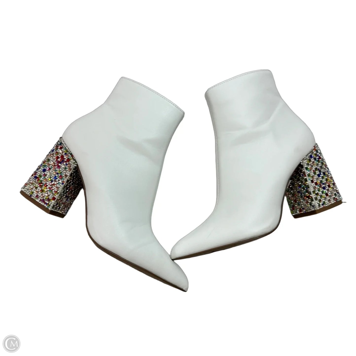 Boots Ankle Heels By Betsey Johnson In White, Size: 5