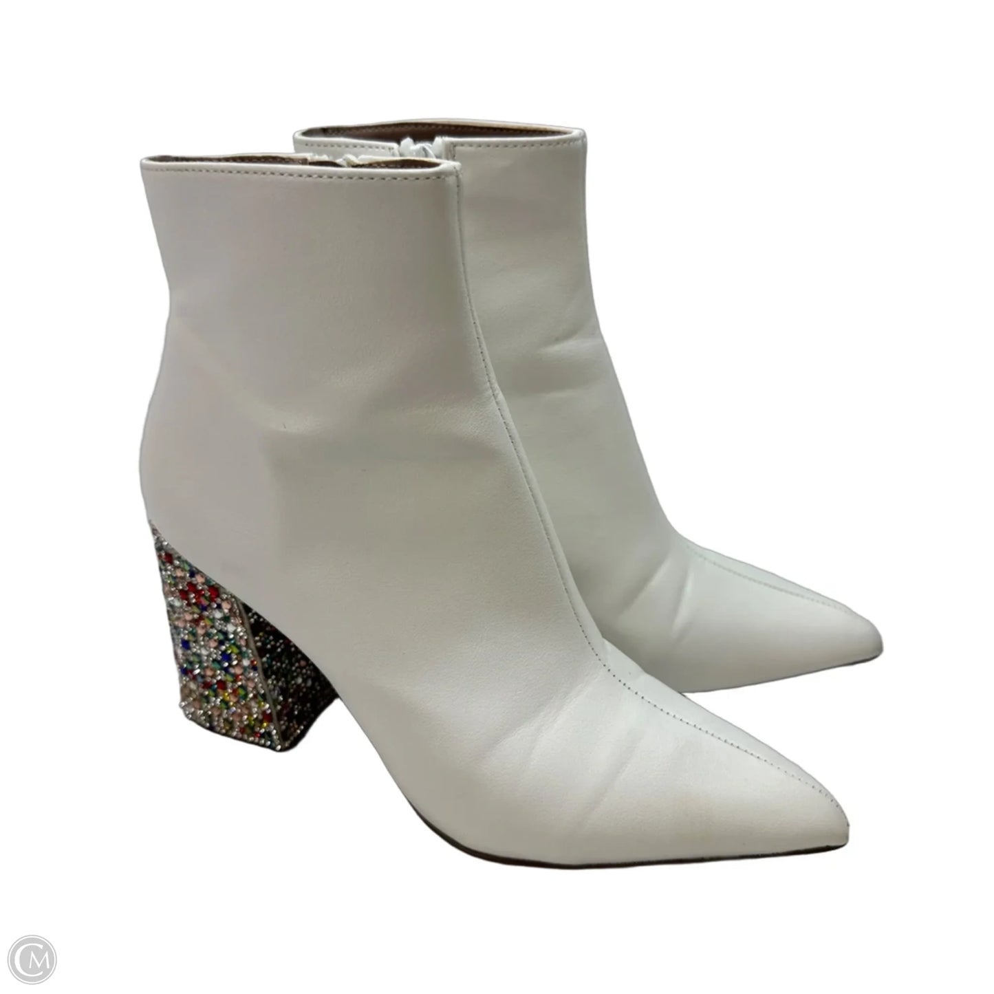 Boots Ankle Heels By Betsey Johnson In White, Size: 5