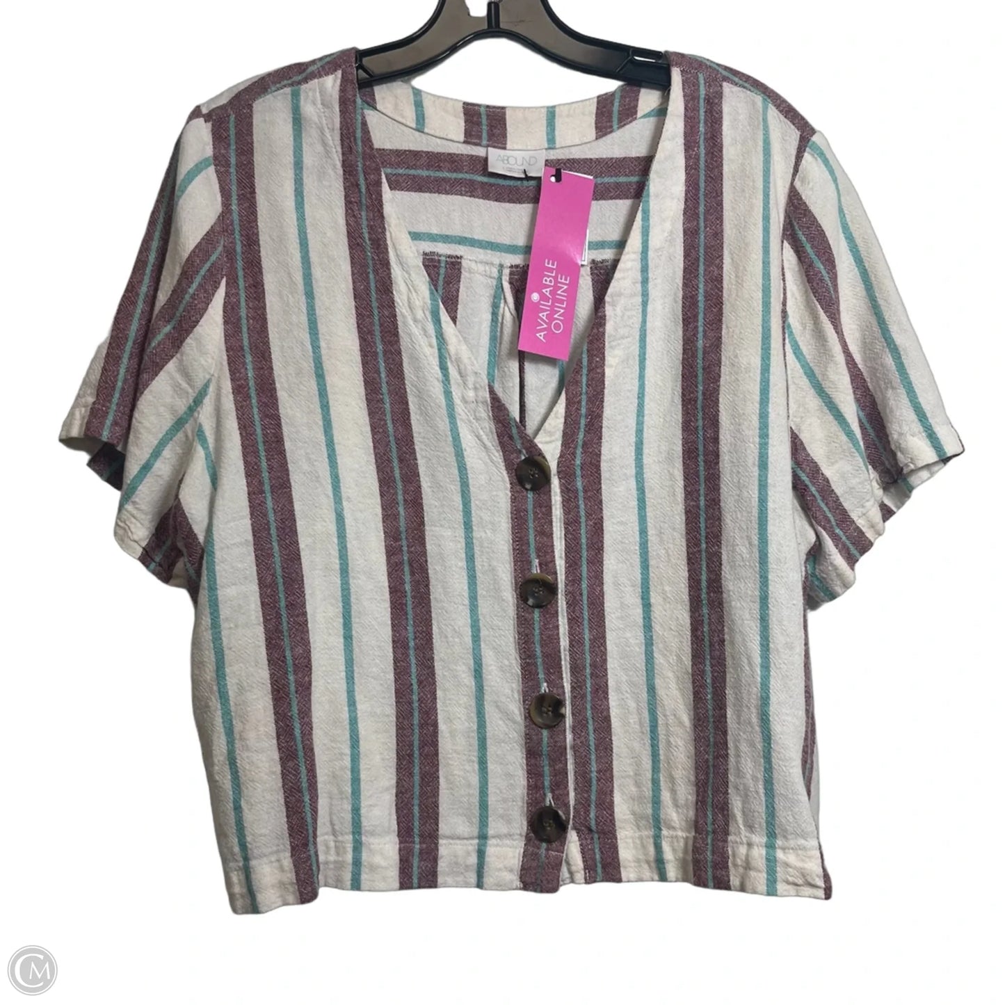 Top Short Sleeve Basic By Abound In Striped Pattern, Size: L