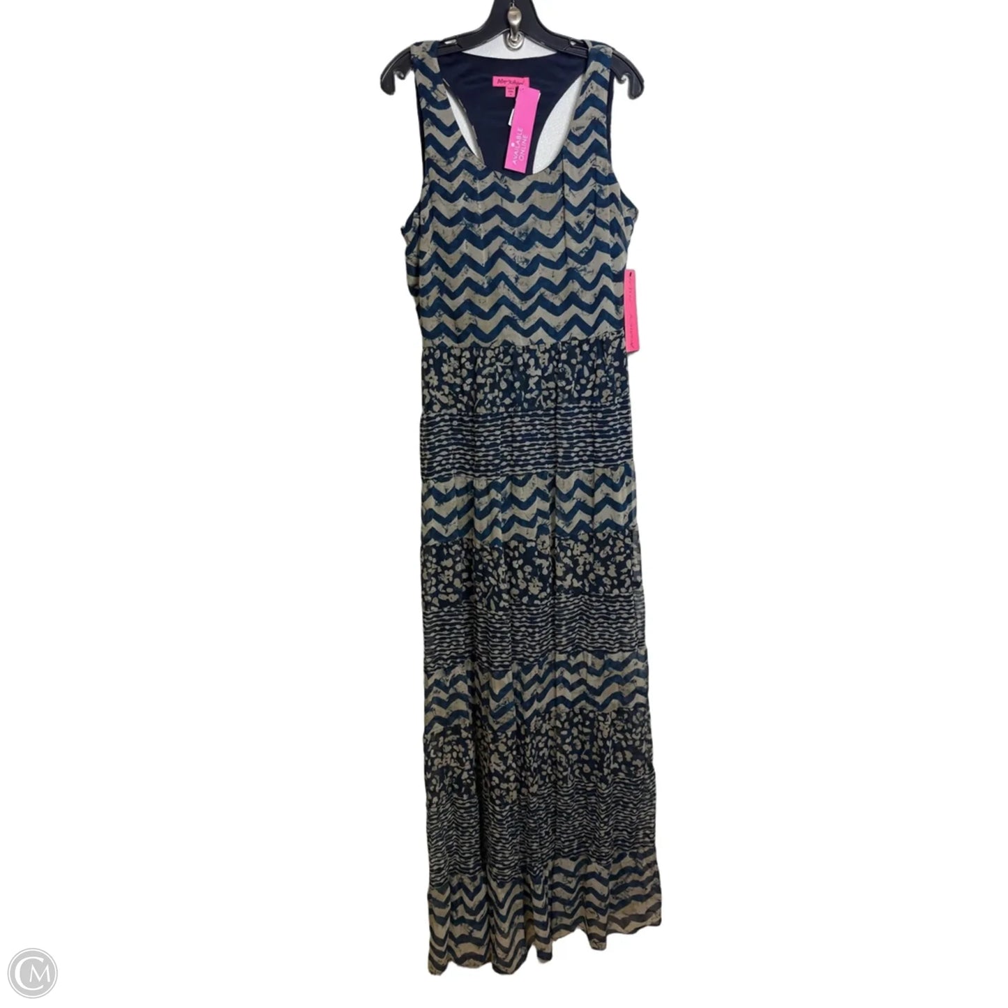 Dress Casual Maxi By Betsey Johnson In Blue & Tan, Size: L