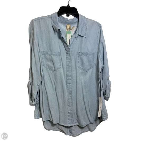 Top Long Sleeve By Liverpool In Blue Denim, Size: Xl