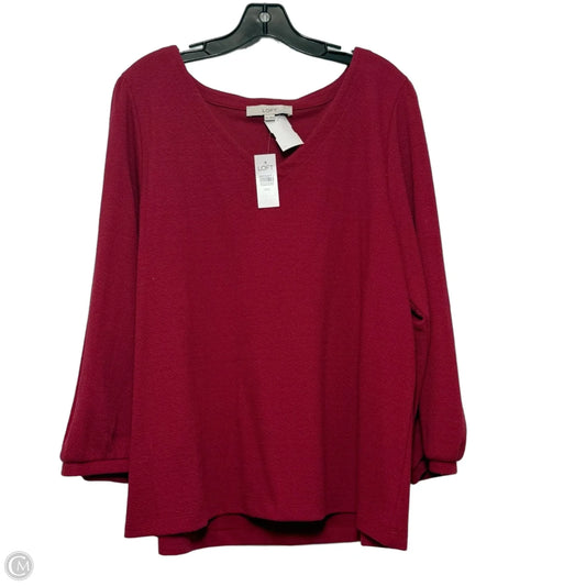 Top Long Sleeve Basic By Loft In Red, Size: Xxl