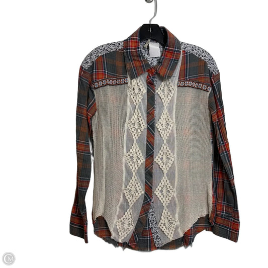 Top Long Sleeve Basic By Bke In Plaid Pattern, Size: S