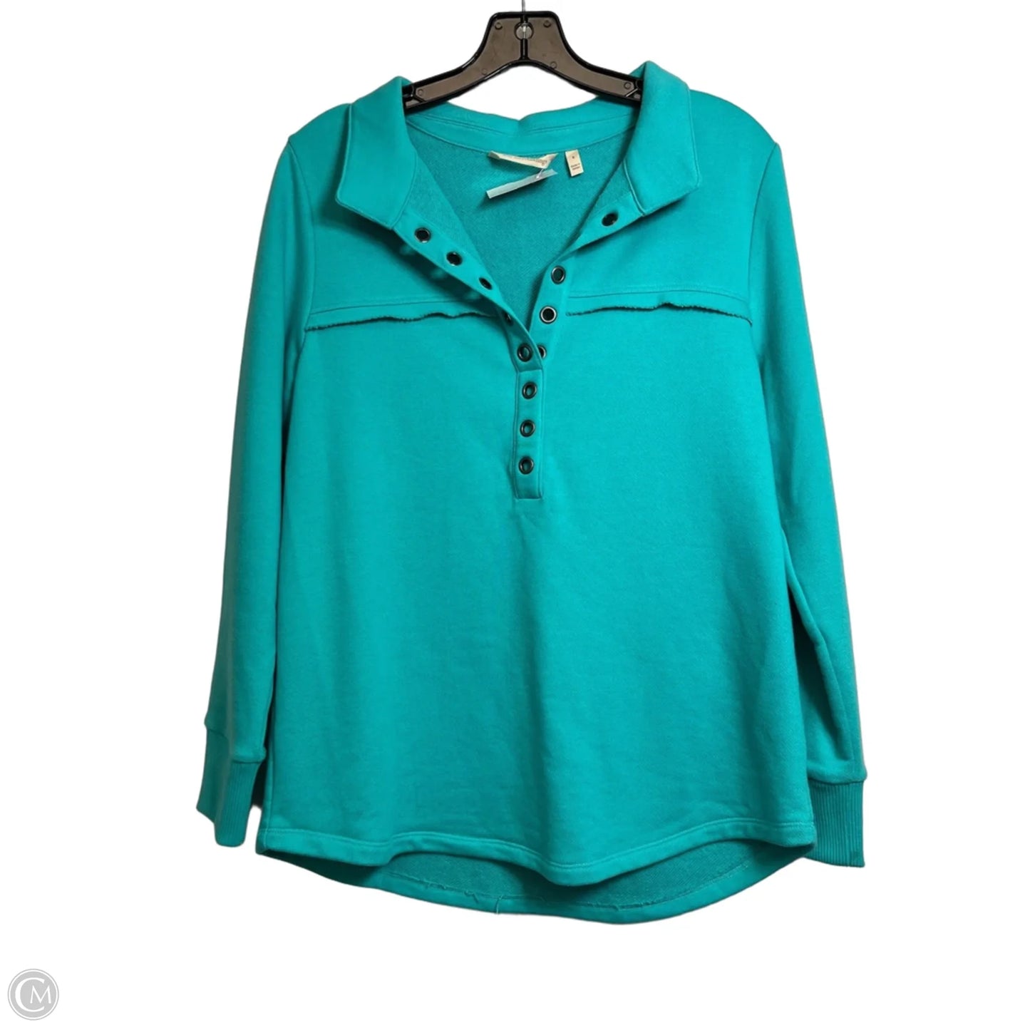 Sweatshirt Collar By Soft Surroundings In Aqua, Size: S