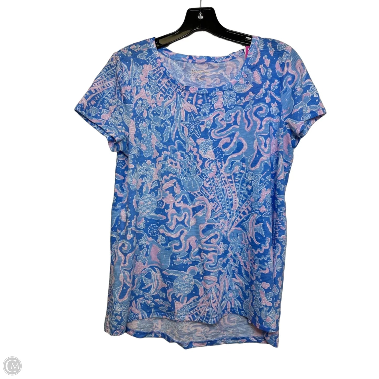 Top Short Sleeve Designer By Lilly Pulitzer In Blue, Size: M