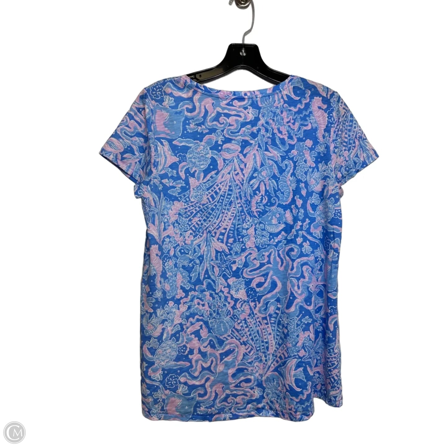 Top Short Sleeve Designer By Lilly Pulitzer In Blue, Size: M