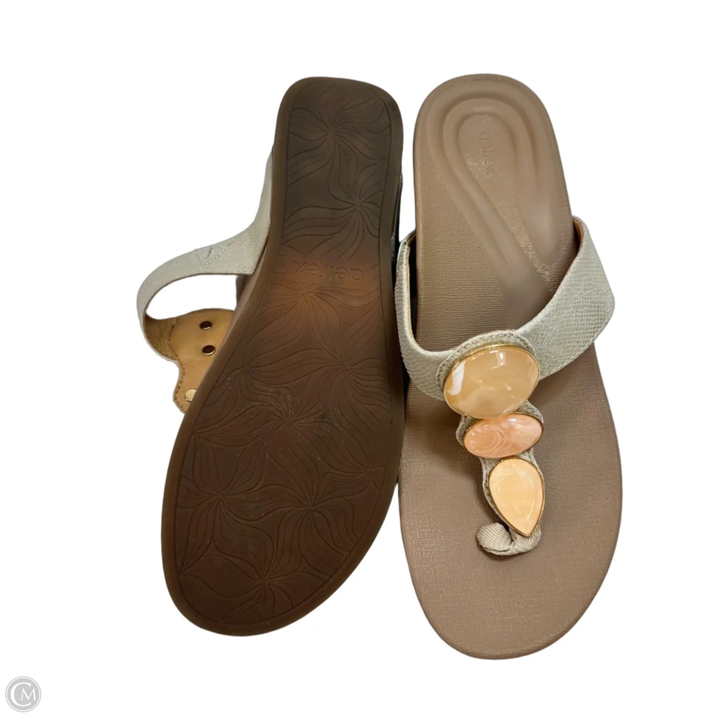 Sandals Flats By Aetrex In Beige, Size: 8