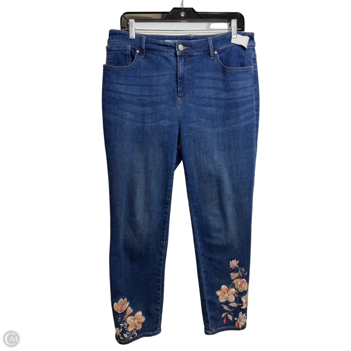 Jeans Straight By Chicos In Blue Denim, Size: M
