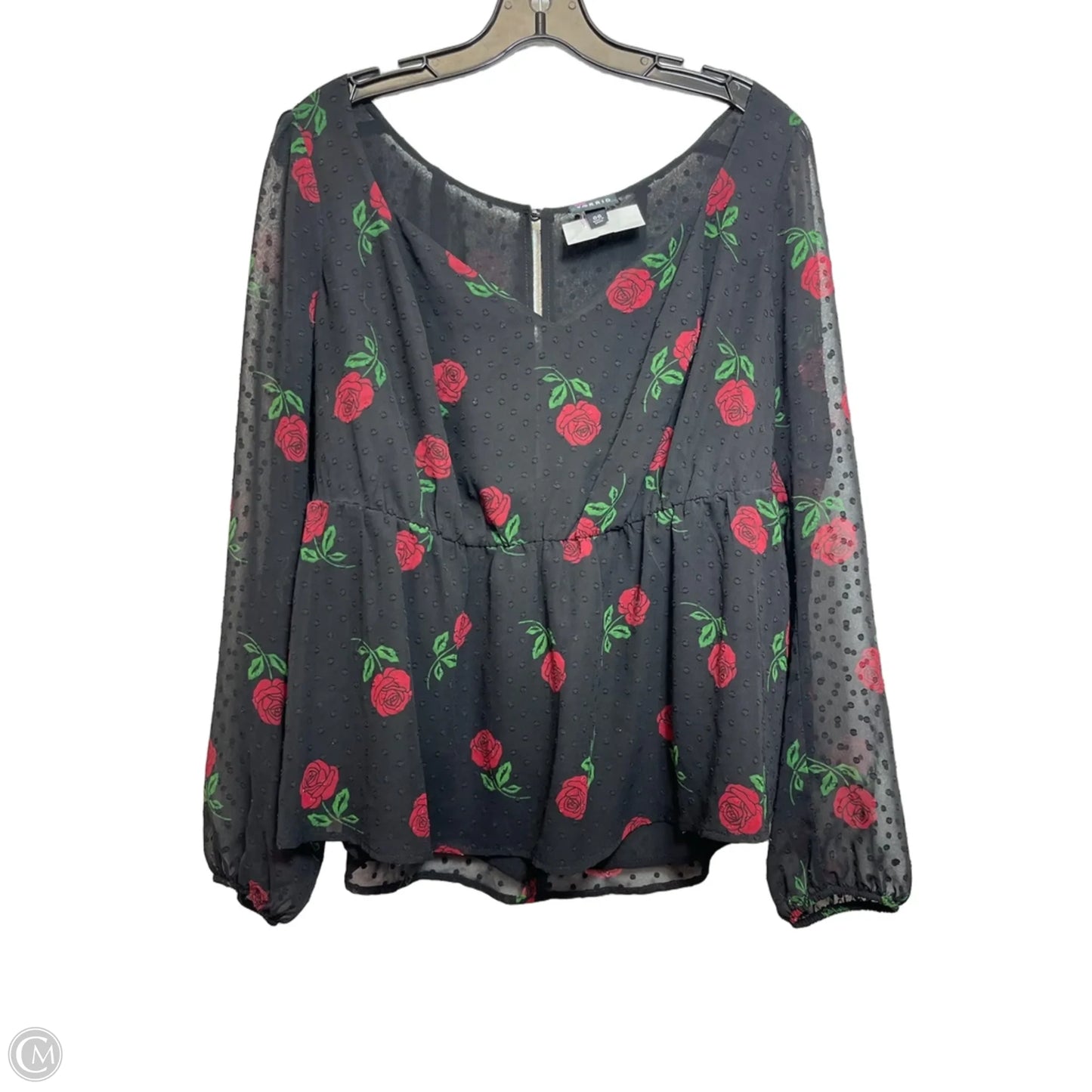 Top Long Sleeve By Torrid In Black & Red, Size: M