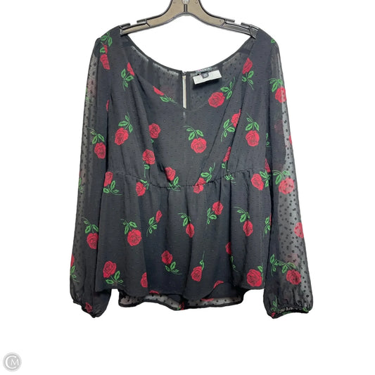 Top Long Sleeve By Torrid In Black & Red, Size: M