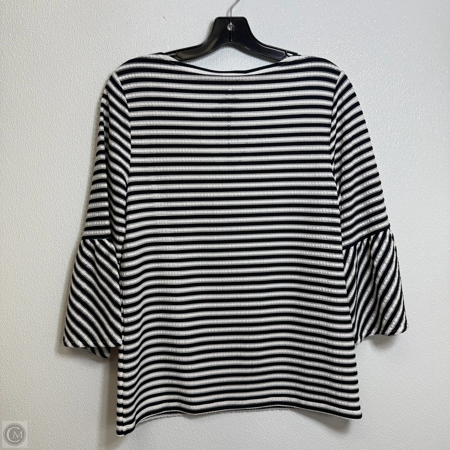 Top Long Sleeve By Calvin Klein In Black & White, Size: S