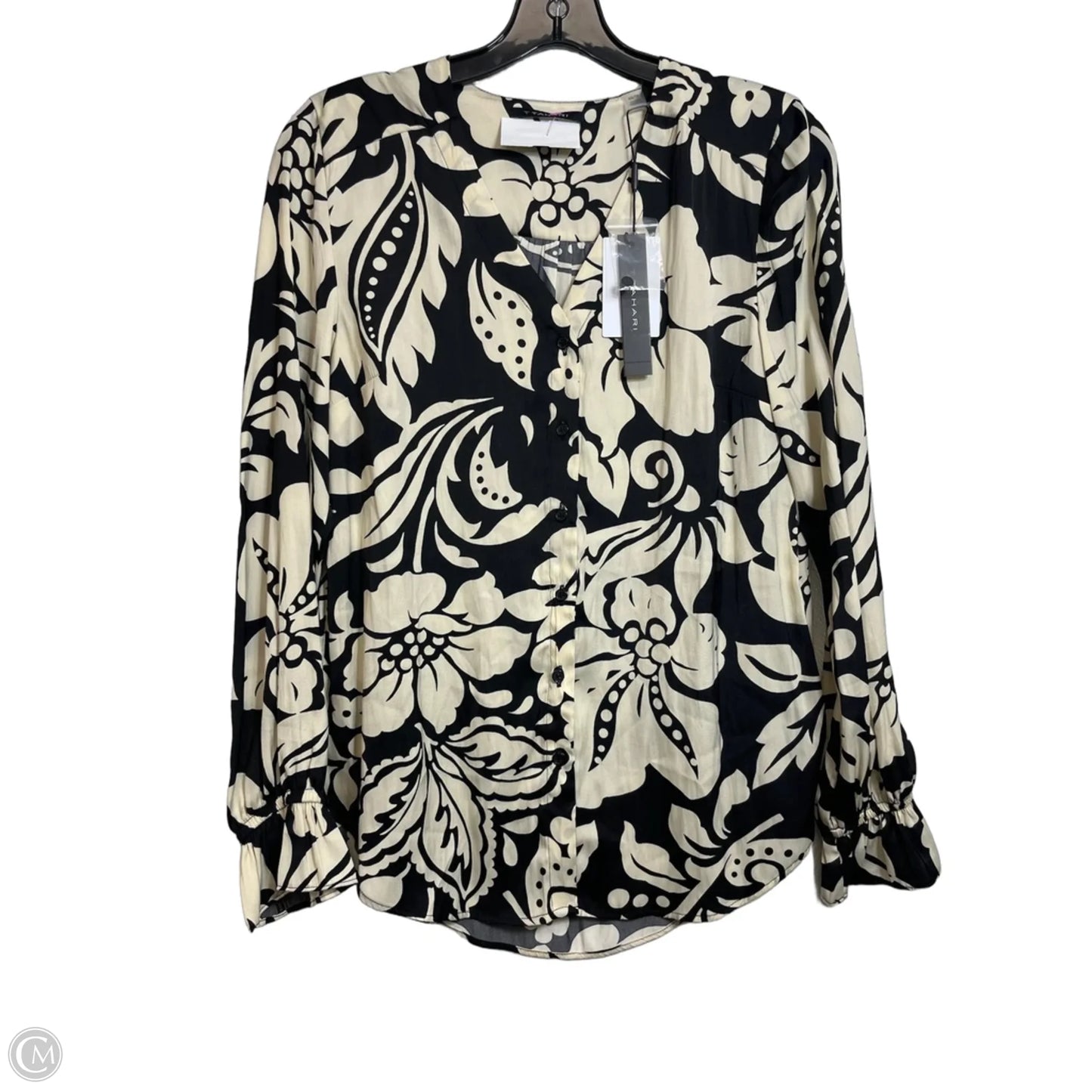 Top Long Sleeve By Tahari In Black & Cream, Size: Xs