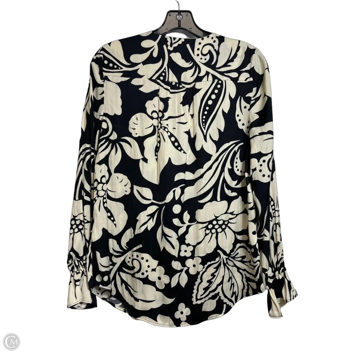 Top Long Sleeve By Tahari In Black & Cream, Size: Xs