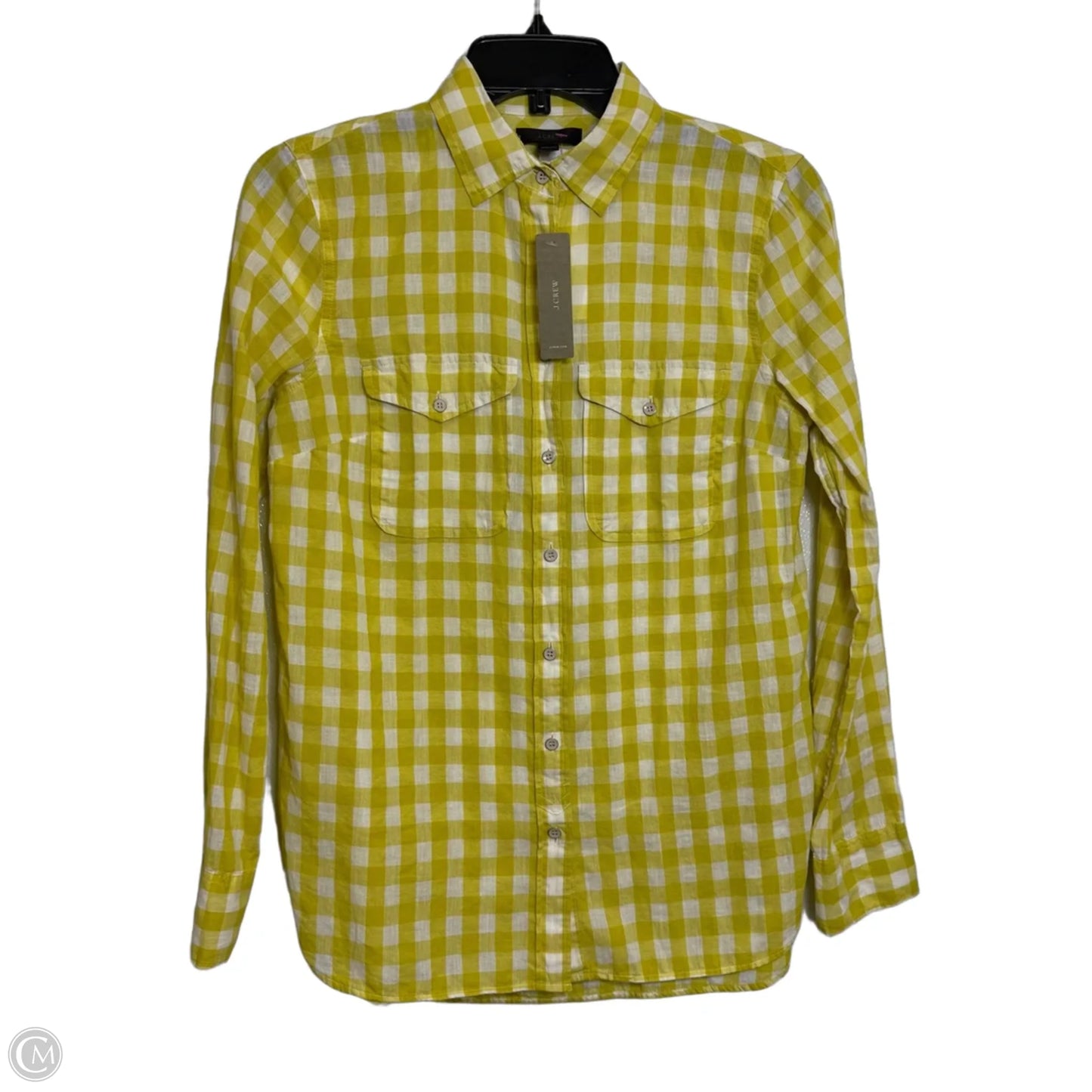 Top Long Sleeve By J. Crew In White & Yellow, Size: 0
