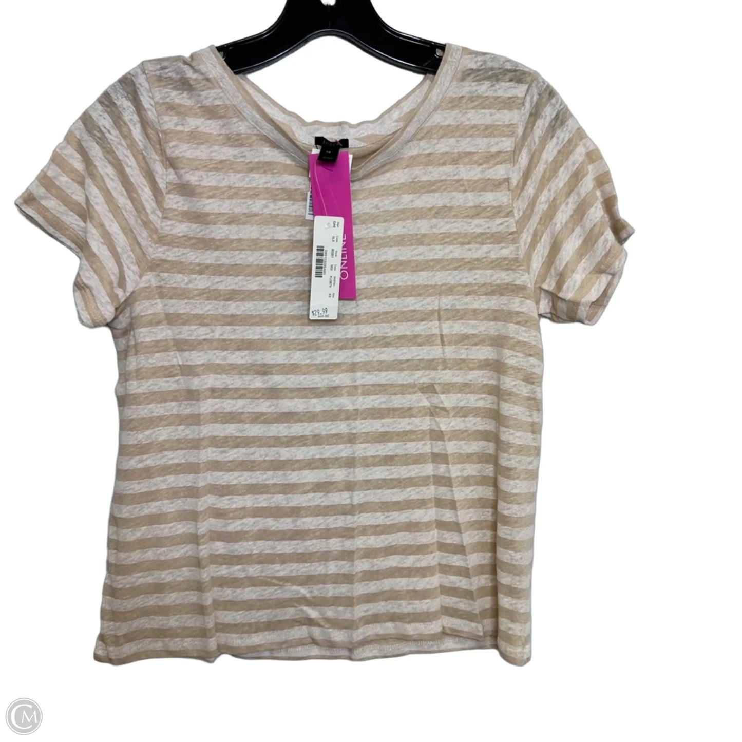 Top Short Sleeve Basic By J. Crew In Tan & White, Size: Xs
