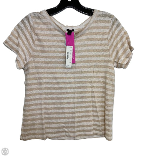 Top Short Sleeve Basic By J. Crew In Tan & White, Size: Xs