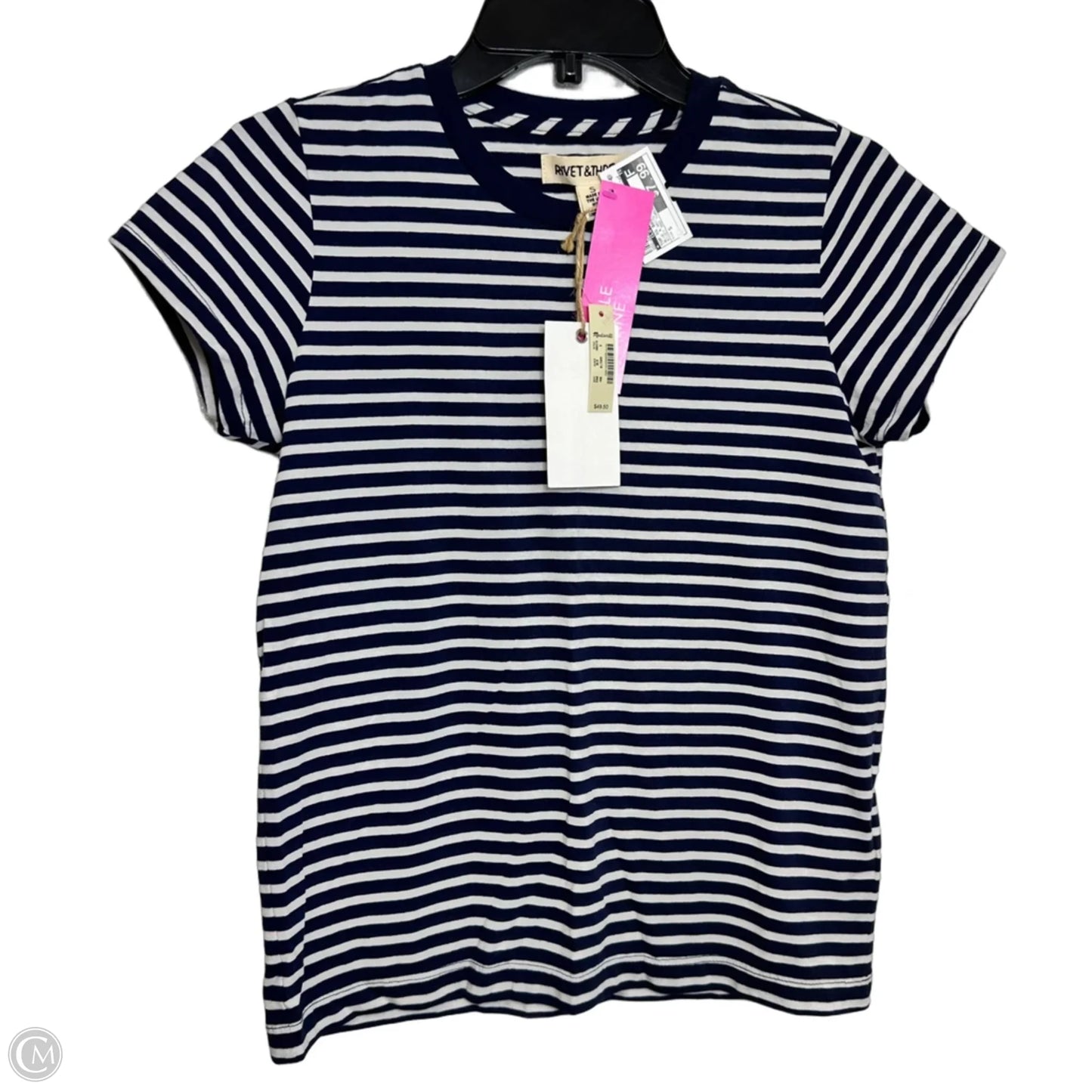 Top Short Sleeve Basic By RIVET AND THREAD Madewell In Blue & White, Size: S
