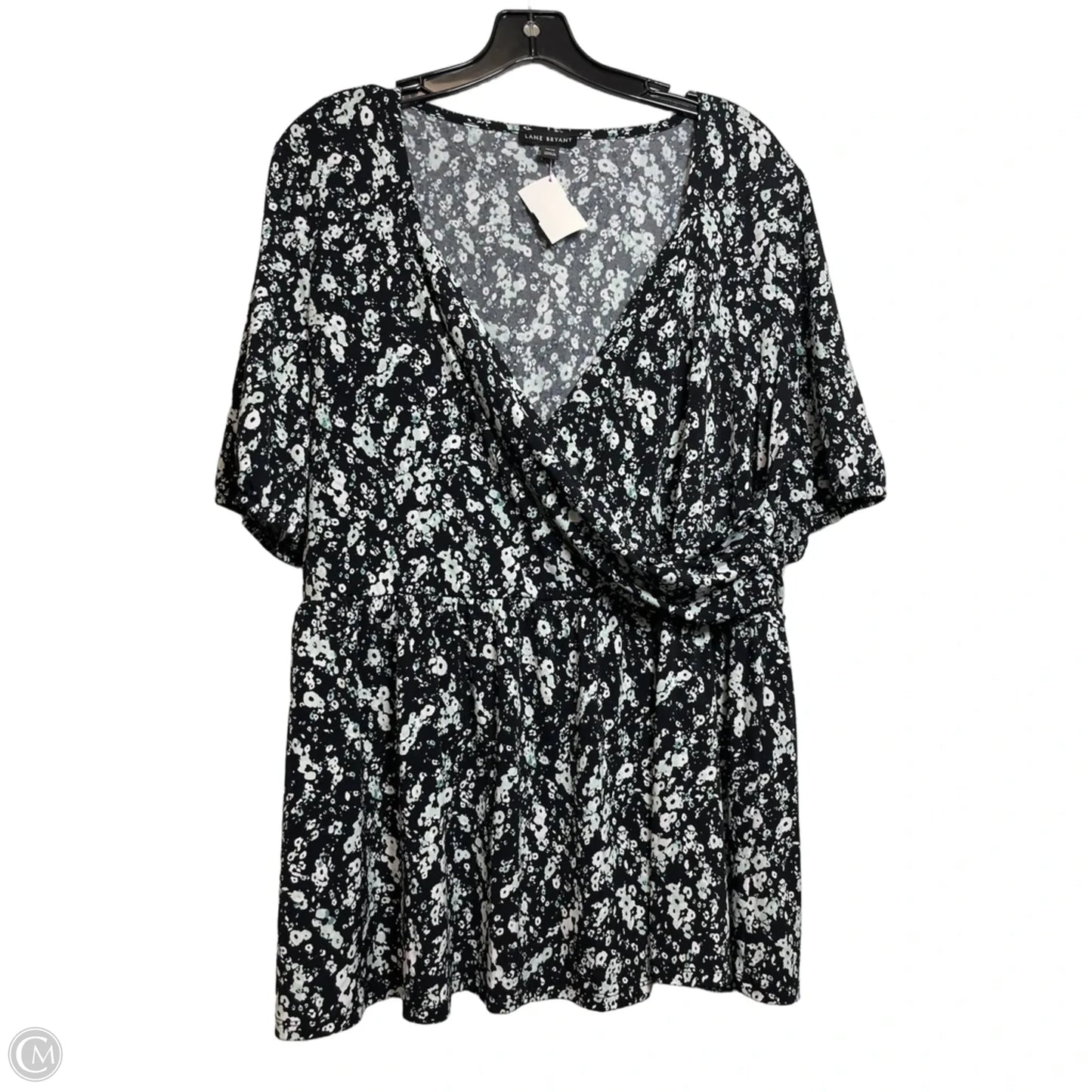 Top Short Sleeve By Lane Bryant In Black & Green, Size: 18