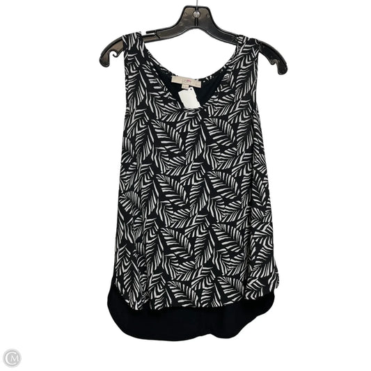 Top Sleeveless By Loft In Black & Cream, Size: Sp