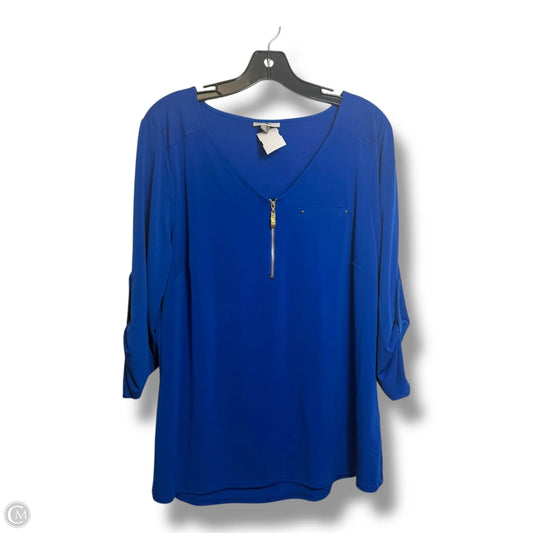 Top Long Sleeve By Roz And Ali In Blue, Size: L