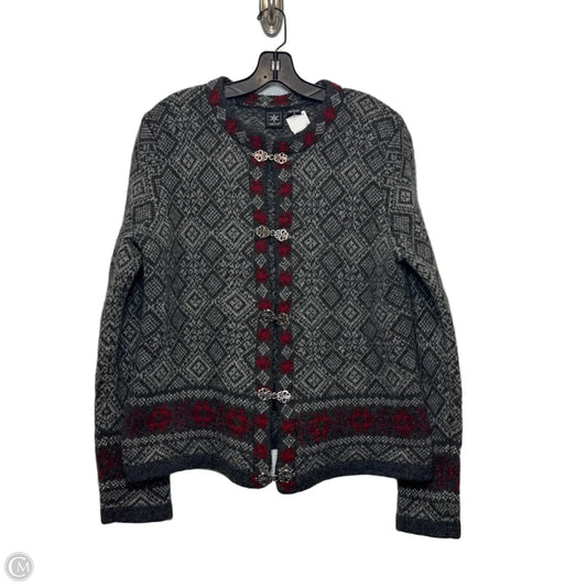 100% WOOL Sweater Cardigan By SKYR In Grey, Size: L
