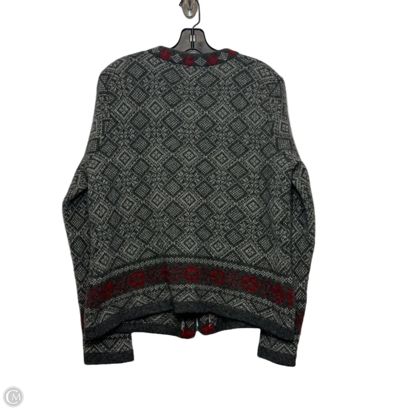 100% WOOL Sweater Cardigan By SKYR In Grey, Size: L
