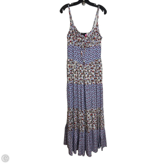Thorn & Fable Raccoons & Strawberries Strappy Maxi Dress Casual Maxi In Blue & Cream, Size: L