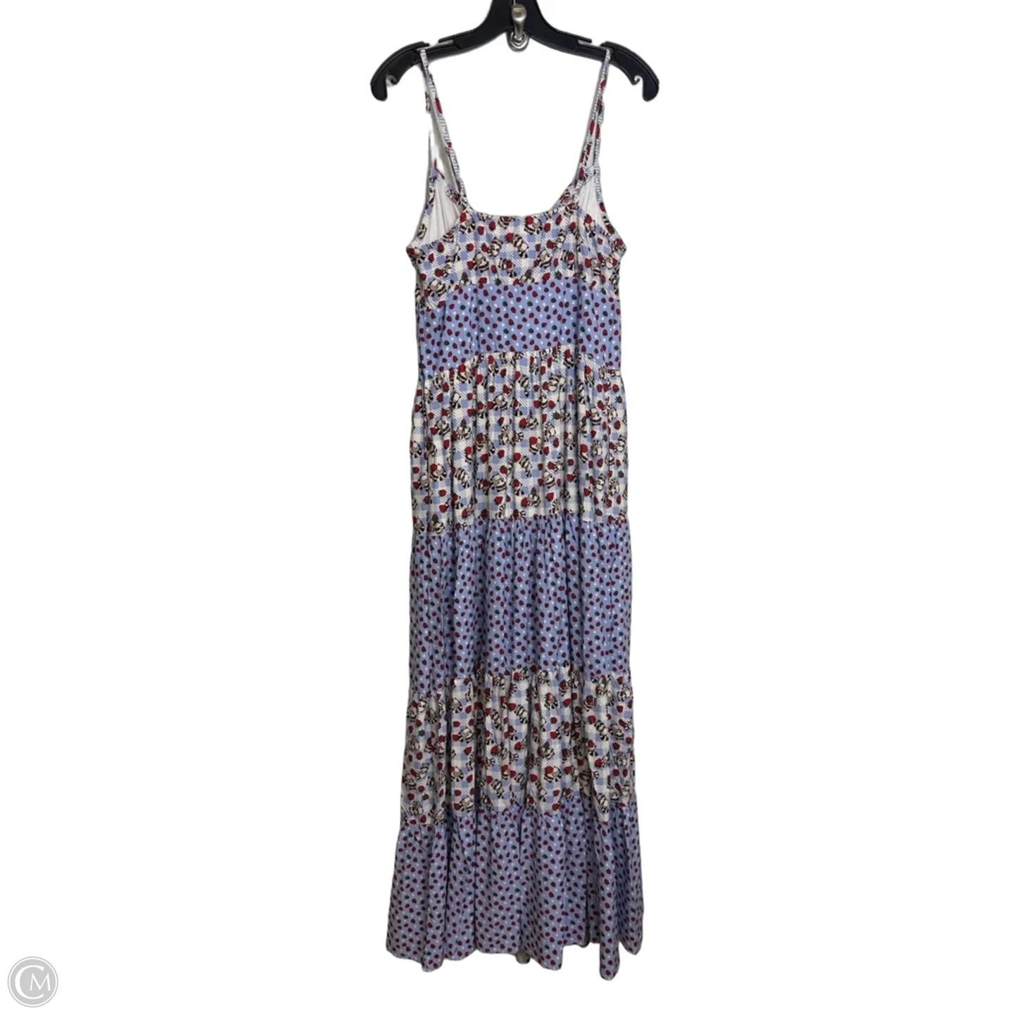 Thorn & Fable Raccoons & Strawberries Strappy Maxi Dress Casual Maxi In Blue & Cream, Size: L