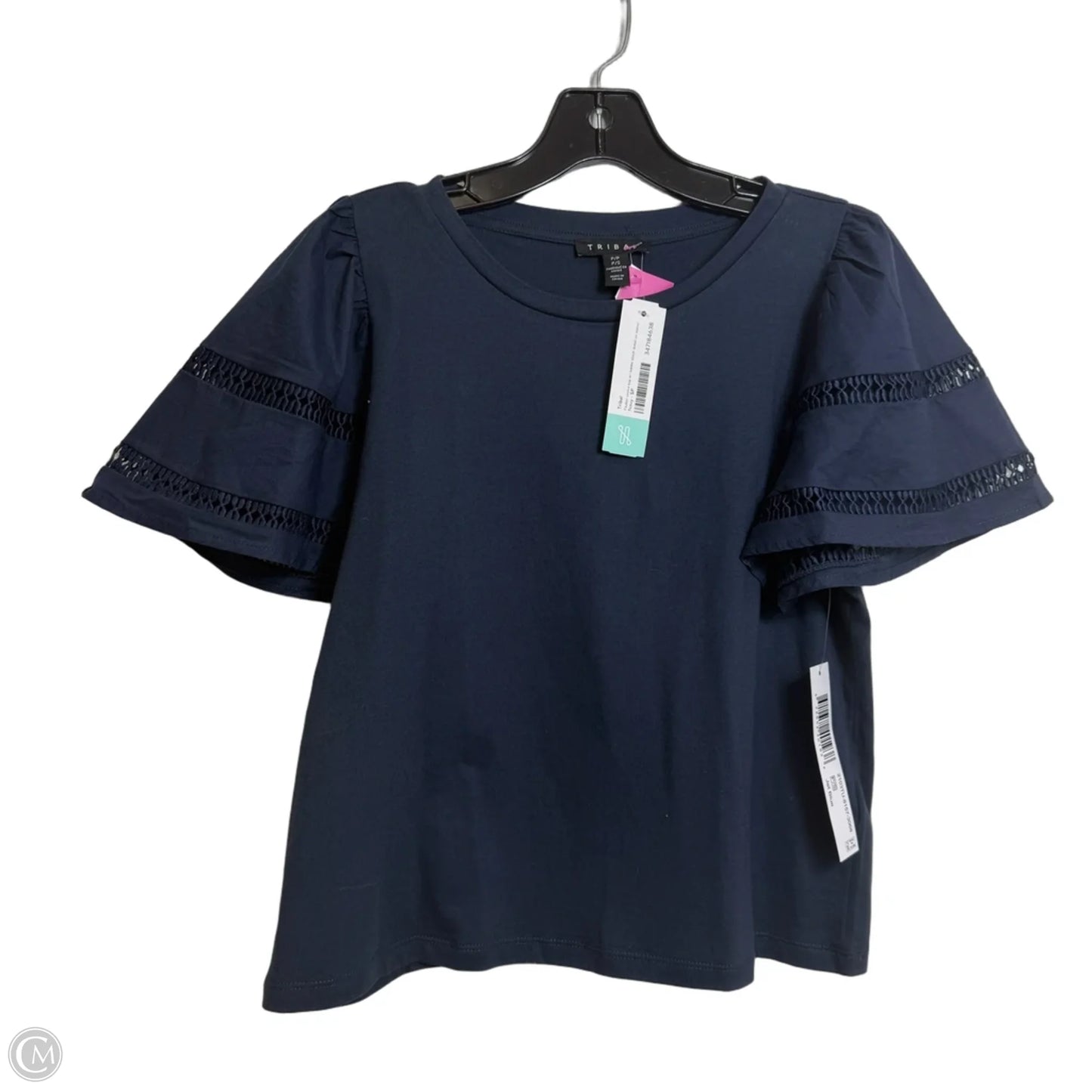 Top Short Sleeve By Tribal In Navy, Size: S