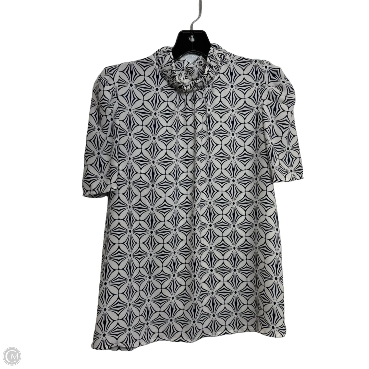 Top Short Sleeve By Loft In Blue & White, Size: M
