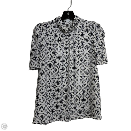 Top Short Sleeve By Loft In Blue & White, Size: M