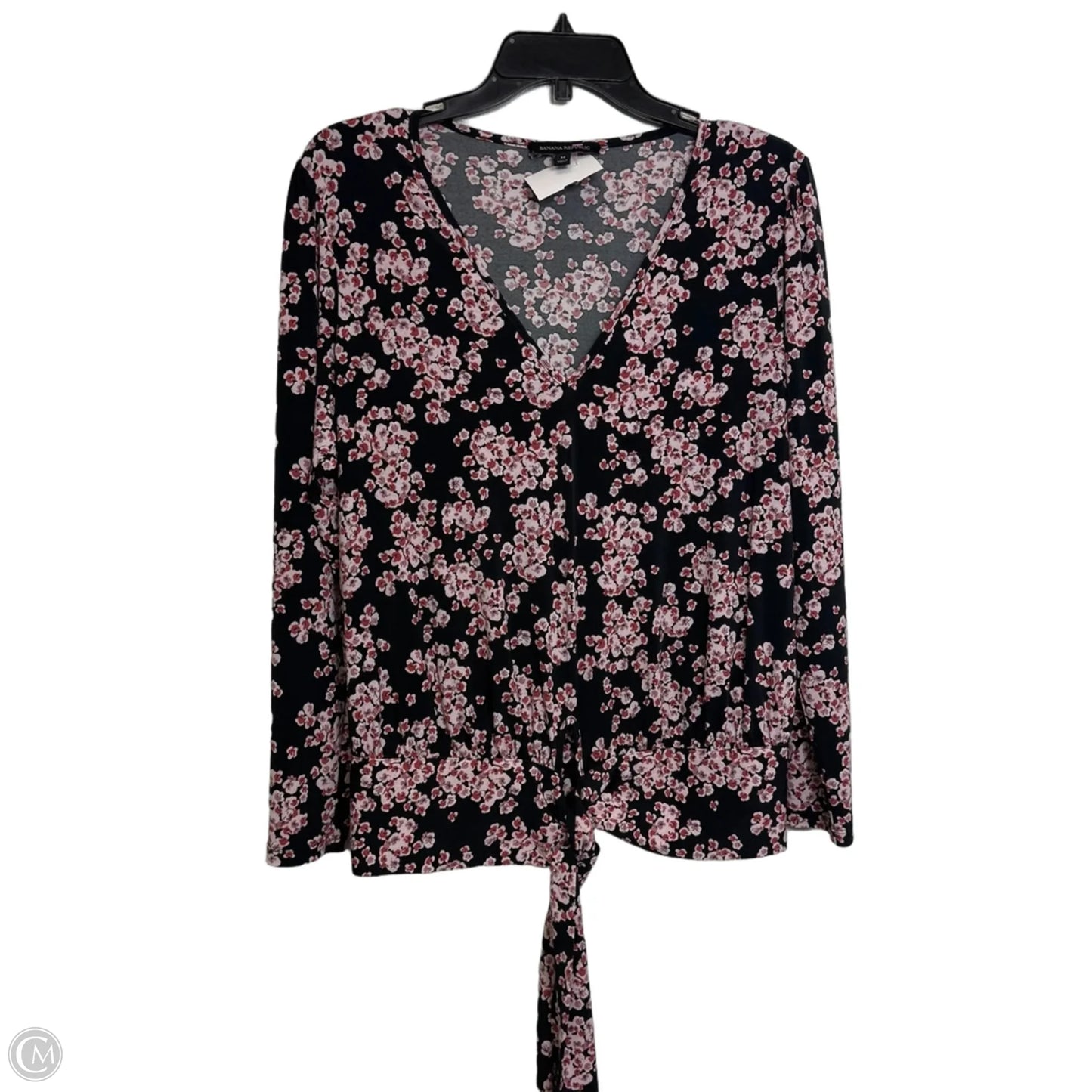 Top Long Sleeve By Banana Republic In Black & Pink, Size: M