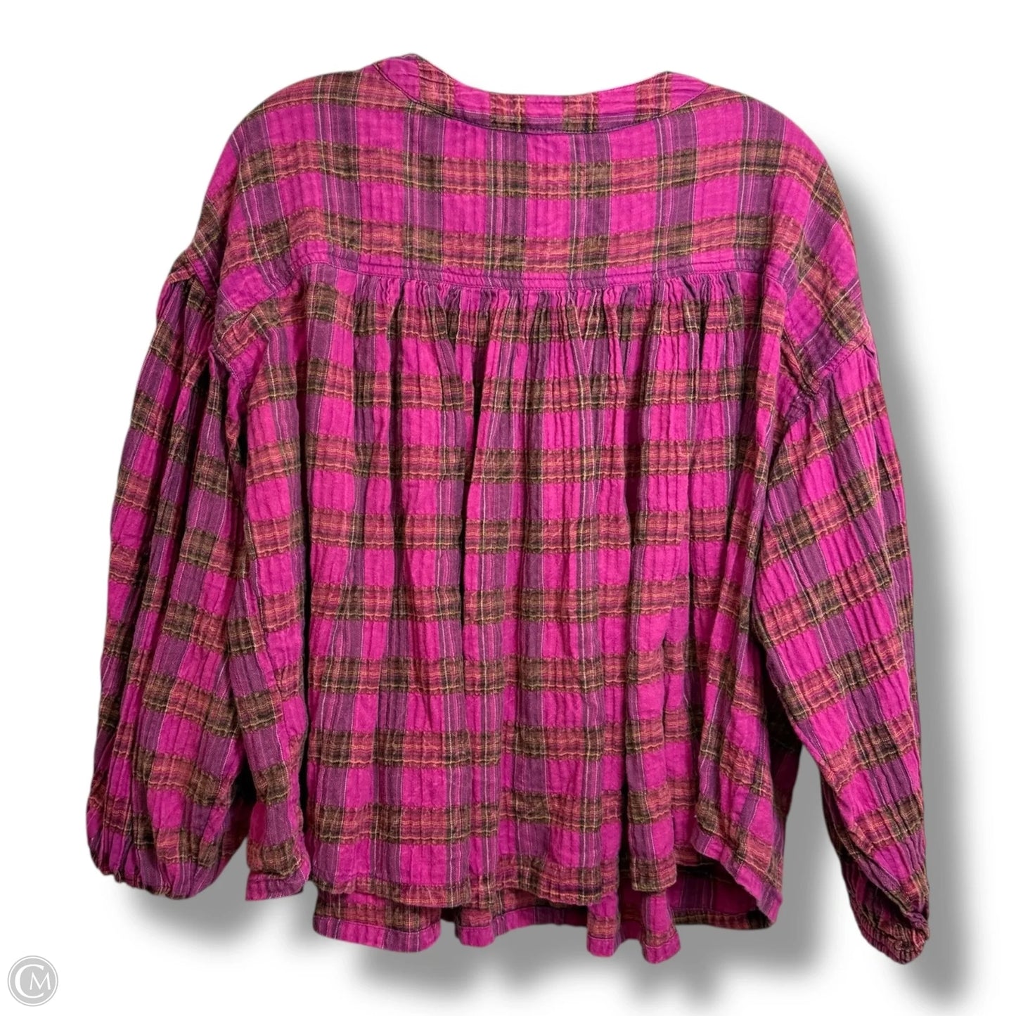Top Long Sleeve By We The Free In Plaid Pattern, Size: M