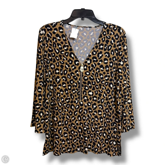 Top Long Sleeve By Michael By Michael Kors In Animal Print, Size: L