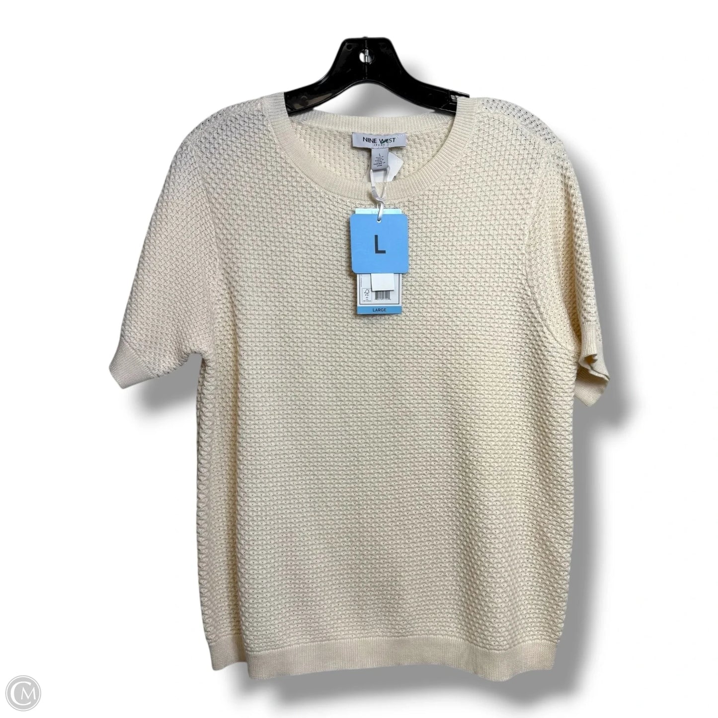Top Short Sleeve By Nine West In Cream, Size: L