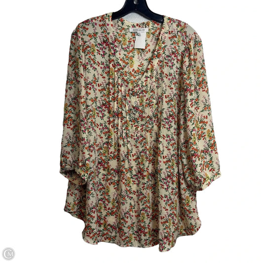 Top Long Sleeve By Rose And Olive In Floral Print, Size: 1x