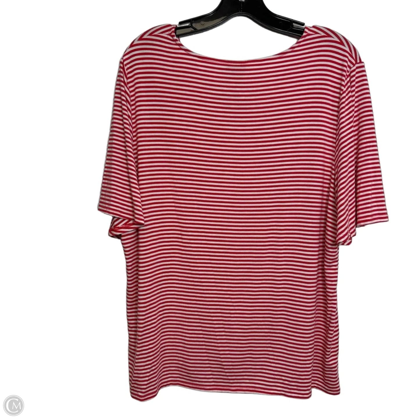 Top Short Sleeve By Chicos In Red & White, Size: L