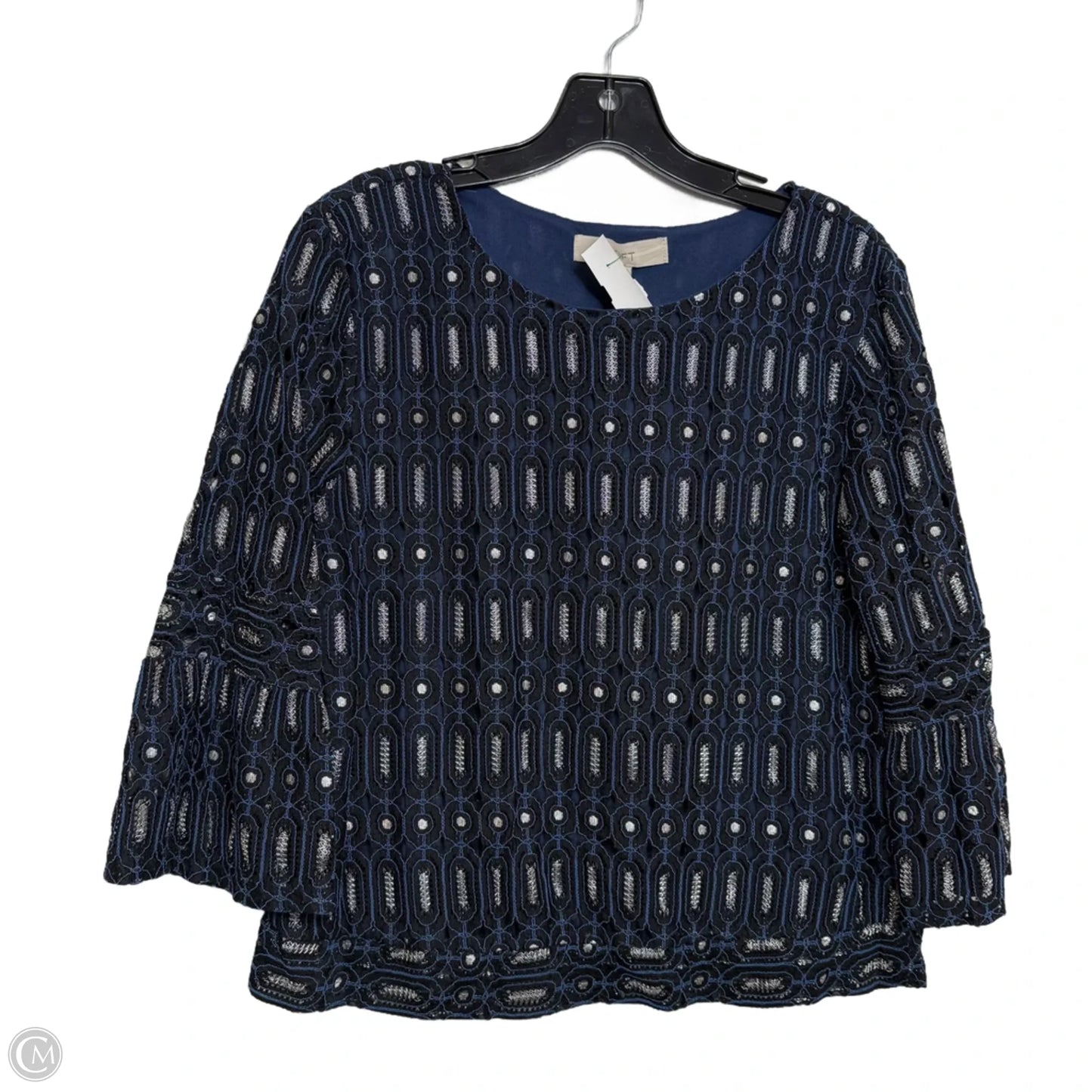 Top Long Sleeve By Loft In Blue & White, Size: S