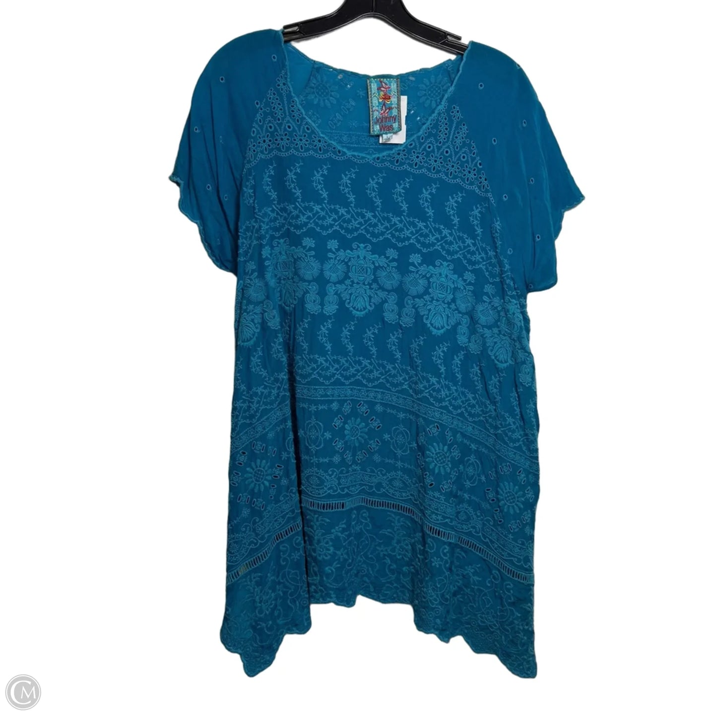 Top Short Sleeve By Johnny Was In Aqua, Size: L