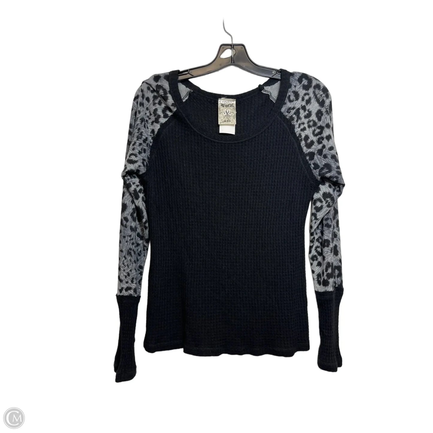 Top Long Sleeve By Vocal In Black & Grey, Size: M