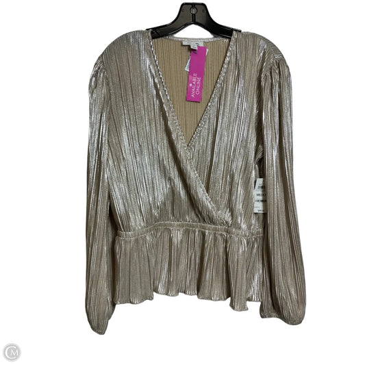 Top Long Sleeve By On 34th In Silver, Size: M
