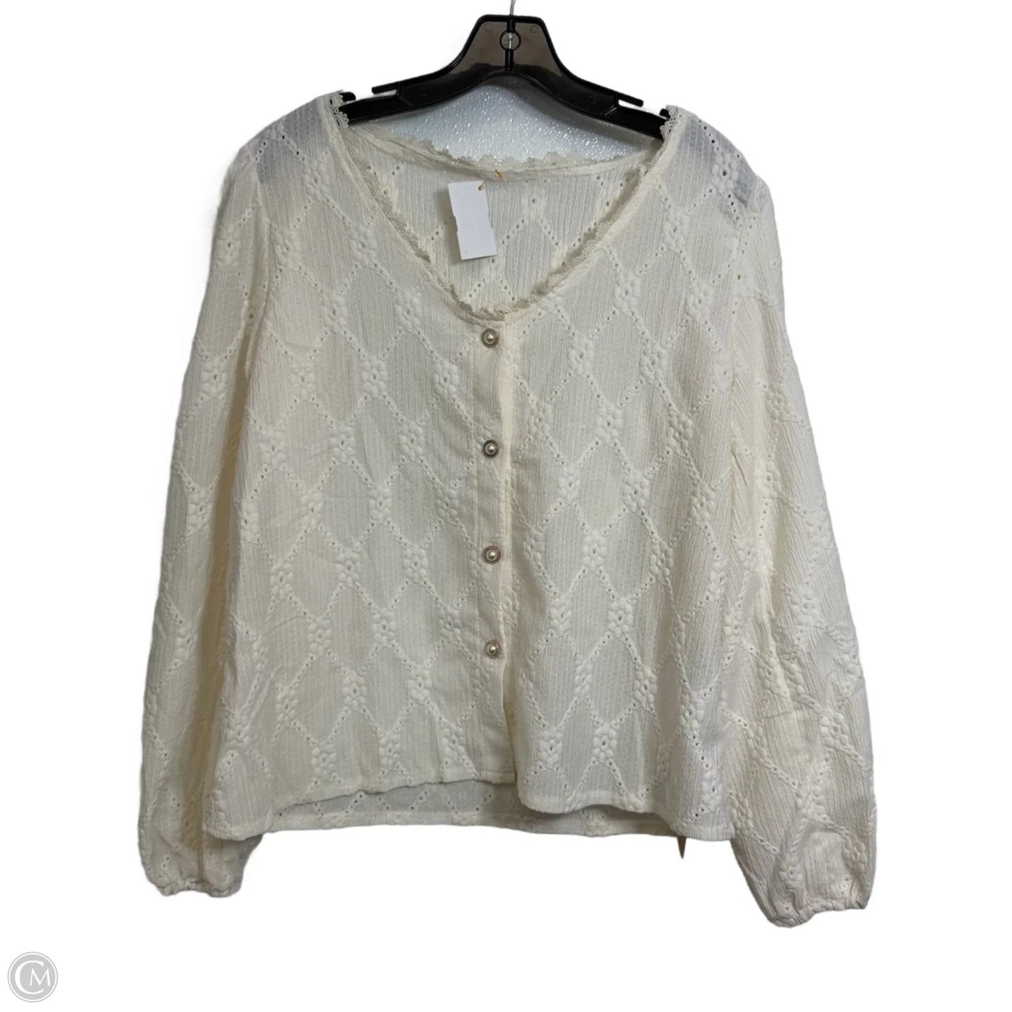 Top Long Sleeve By Shein In Cream, Size: M