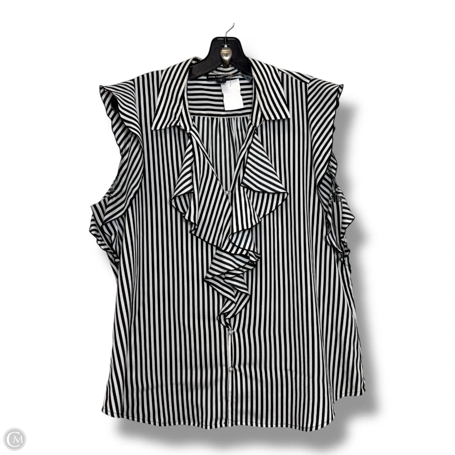 Blouse Designer By Karl Lagerfeld In Striped Pattern, Size: L