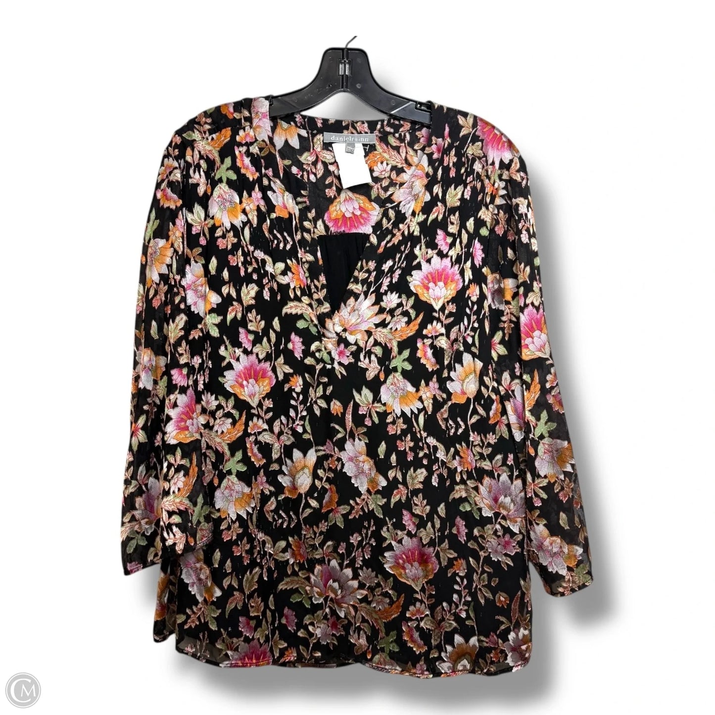 Top Long Sleeve By Daniel Rainn In Floral Print, Size: L