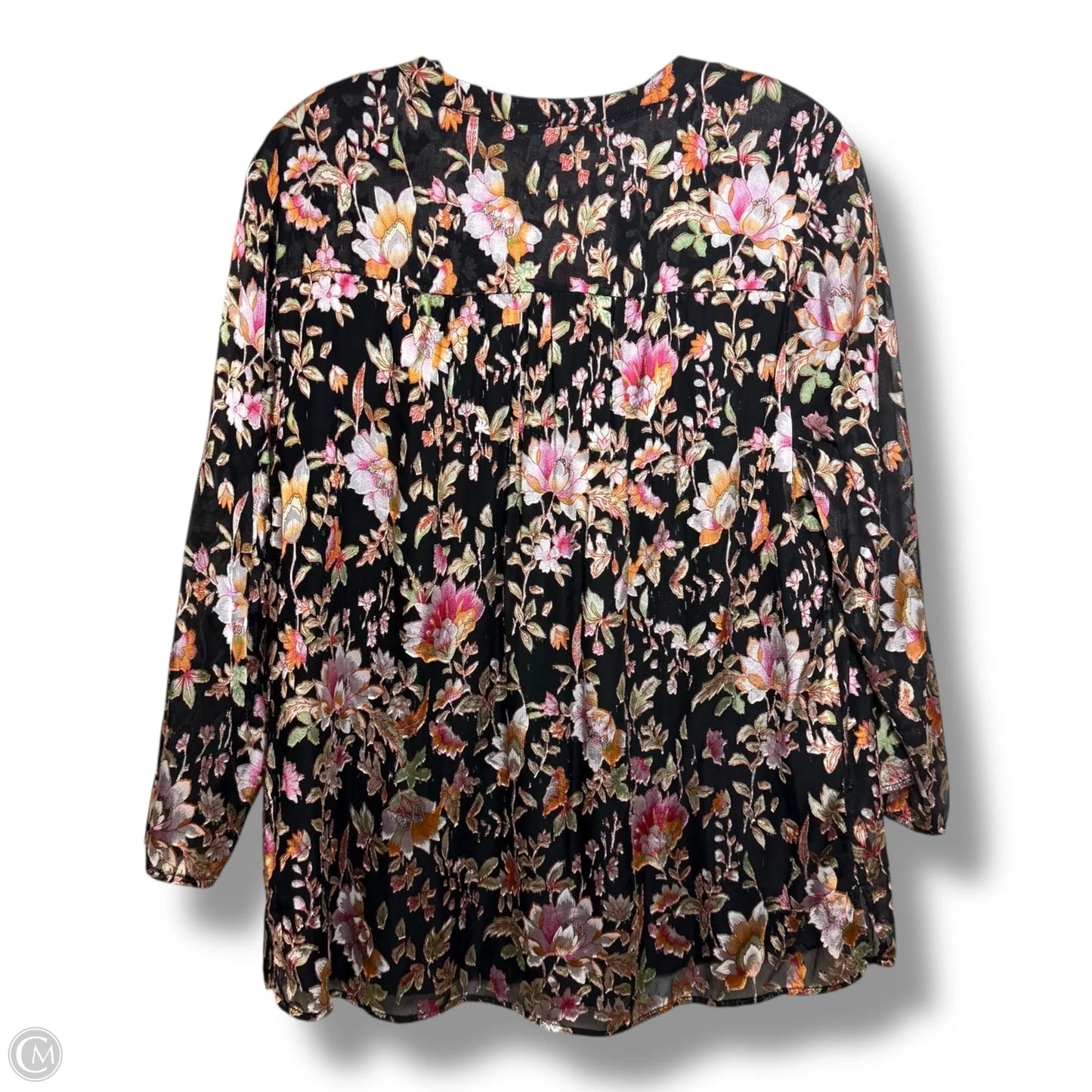 Top Long Sleeve By Daniel Rainn In Floral Print, Size: L
